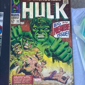 Marvel Hulk Premiere Issue Comic Poster - Green and Red